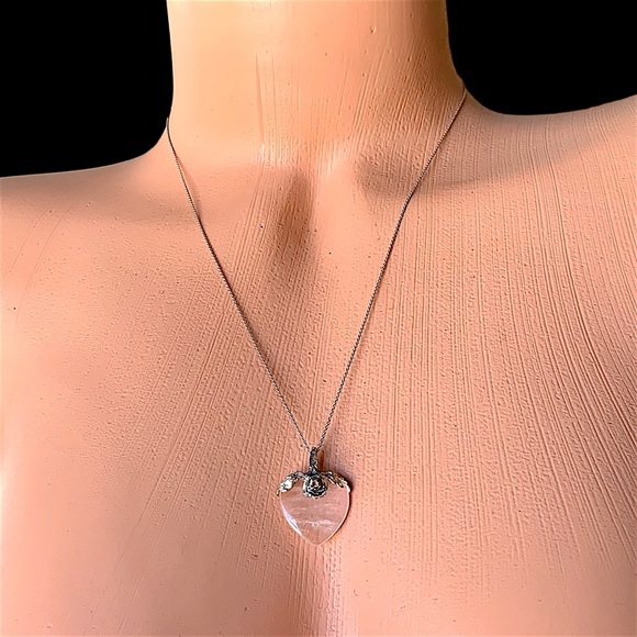 925 Sterling Silver Pendant Rose Quartz - Picture 2 of 5